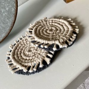 Macrame Coaster Set with Chunky Yarn Accent